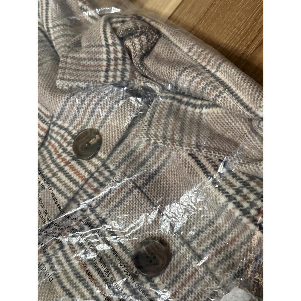 NWT! Ookie & Lala Plaid Shacket Faux Wool in Camel Plaid Size Medium - Picture 5 of 7